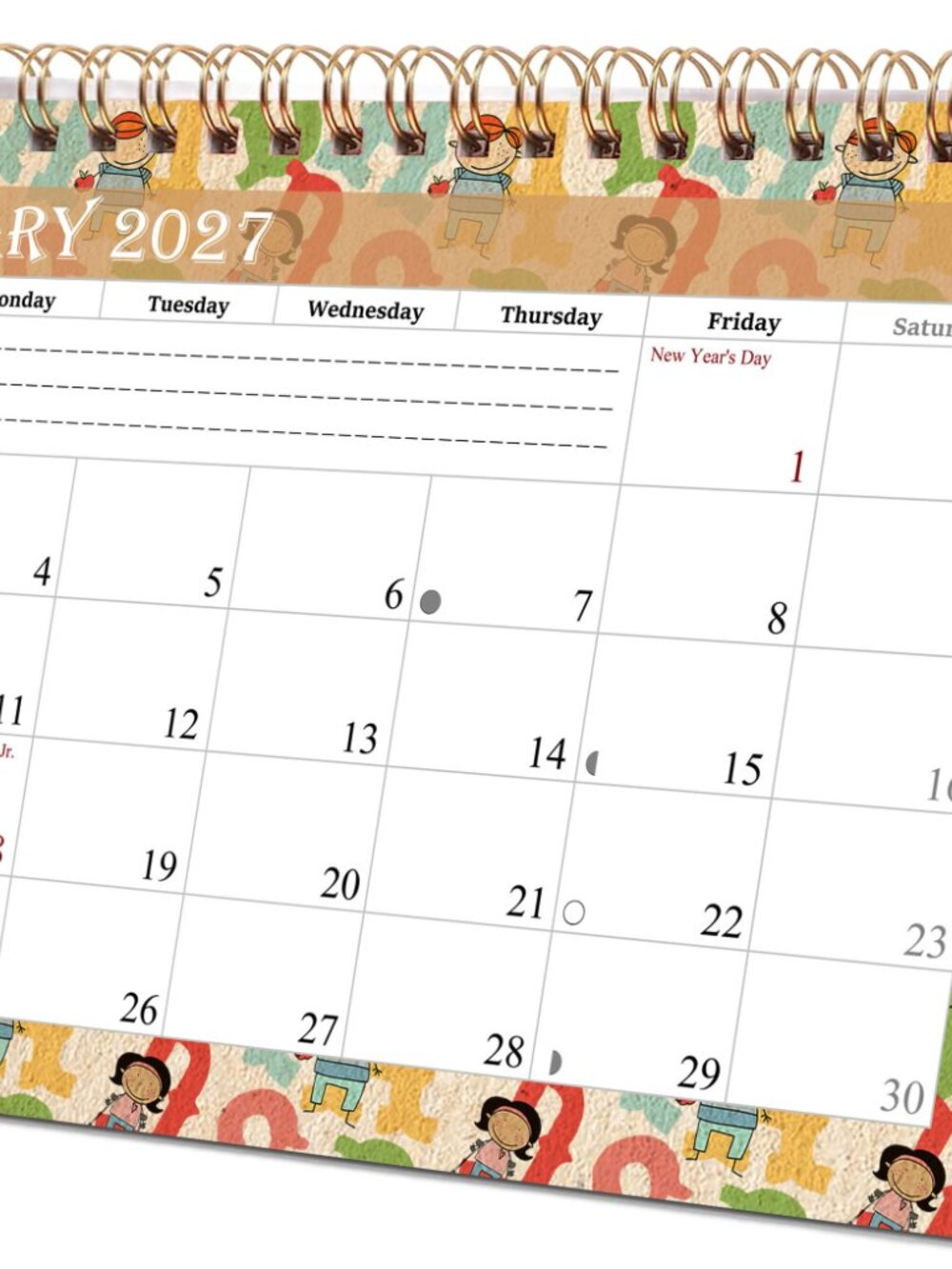 2027-12 Months Desk Calendar Desktop Planner with To-Do List & Notes 010